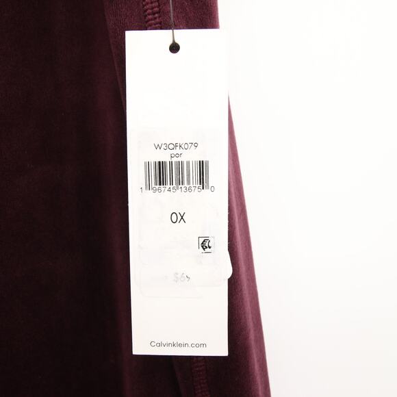 Calvin Klein Pants Burgundy Lounge Sweatpants Velvet Velour Wide Leg Casual 0X - Picture 8 of 11